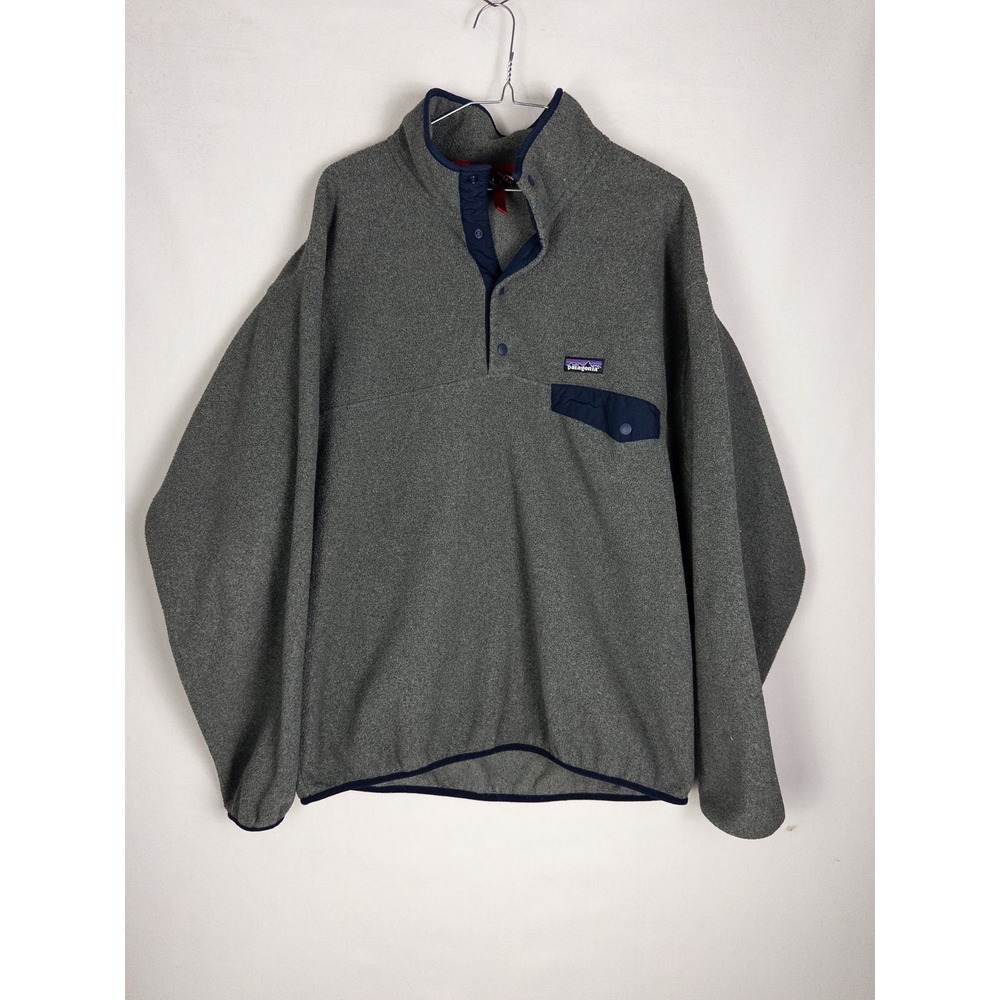 VTG Patagonia Synchilla Snap T Mens L Gray Gorpcore Outdoor Logo Fleece Pullover